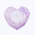 Свеча "Сердце. Мрамор" в подсвечнике из гипса с гранями, 8х7,5х2,5см,мрамор с фиол. полоска - Фото 3