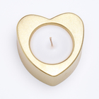 Свеча "Сердце малое. Мрамор" в подсвечнике из гипса, 7х3см,золото - Фото 3
