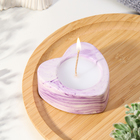 Свеча "Сердце малое. Мрамор" в подсвечнике из гипса, 7х3см,мрамор с фиолетовыми полосками - фото 3316207
