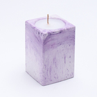 Свеча "Квадрат" в подсвечнике из гипса, 5х8см,мрамор с фиолетовыми полосками - фото 23792749