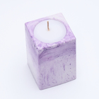 Свеча "Квадрат" в подсвечнике из гипса, 5х8см,мрамор с фиолетовыми полосками - фото 23792750