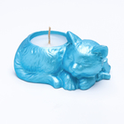 Свеча "Кошка" в подсвечнике из гипса, 7,5х10х5,5см,голубой - Фото 2