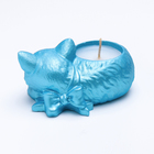Свеча "Кошка" в подсвечнике из гипса, 7,5х10х5,5см,голубой - Фото 3