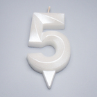Свеча в торт "Грань + фонтан", цифра "5", жемчужный, 6,5 см - фото 9373698