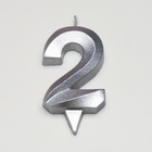 Свеча в торт "Грань + фонтан", цифра "2", серебряный металлик, 6,5 см - фото 23792815