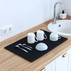 Коврик для сушки посуды EVA, 60×80 см, ячейки ромб, цвет чёрный - фото 24429875