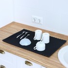 Коврик для сушки посуды EVA, 40×60 см, ячейки ромб, цвет чёрный - Фото 8