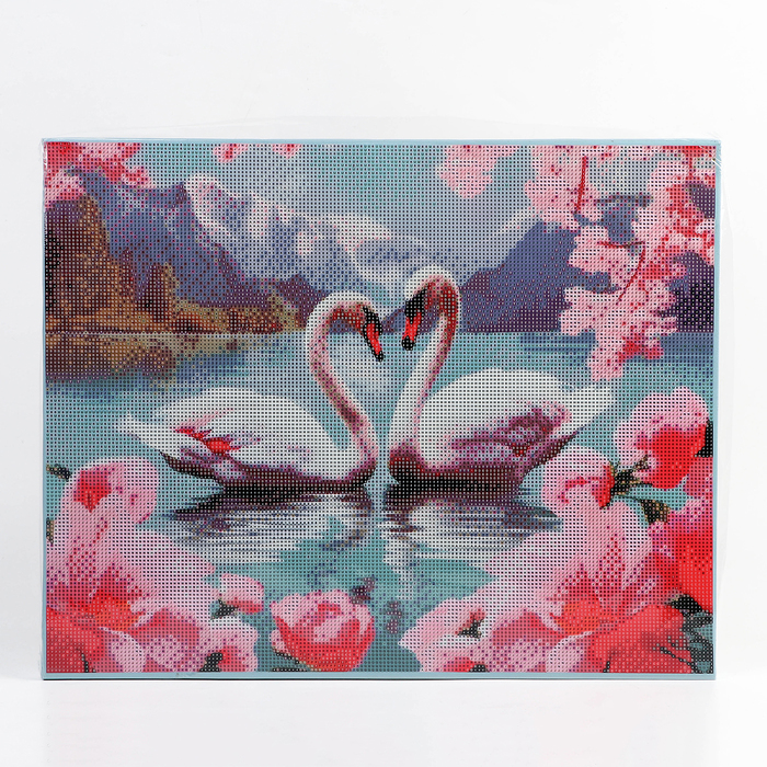 Алмазная вышивка полное заполнение «Лебеди», на раме, 40×50 см