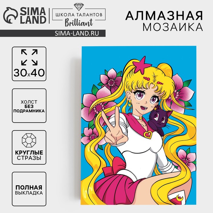 Алмазная мозаика с полным заполнением на холсте «Лунная принцесса», 30×40 см - Фото 1