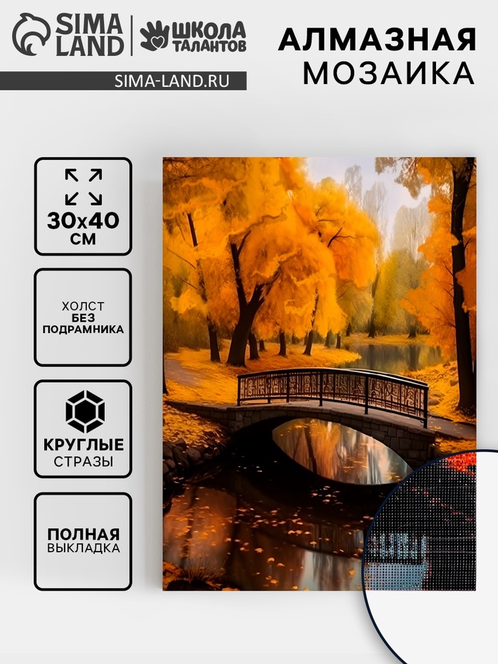 Алмазная вышивка полное заполнение «Осень в парке», 30×40 см, на холсте - Фото 1