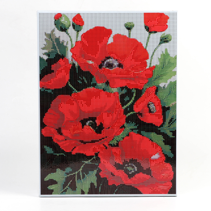 Алмазная вышивка полное заполнение Полевые маки, на раме 30*40 см