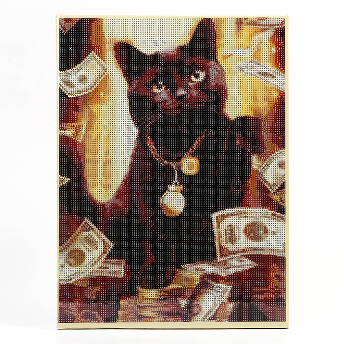 Алмазная вышивка полное заполнение «Кот на удачу», на раме 30×40 см - Фото 1