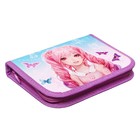 Пенал 1 секция, 130 х 190 Х 30 мм, текстильный, ПКТ 04-20 "Девочка и бабочки" 71989 - фото 23808766