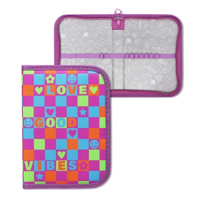 Пенал 1 секция, 130×190×30 мм, текстильный, ПКТ 04-20 «Цветная шахматка» 71995