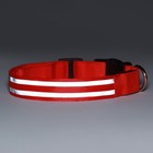 Ошейник с подсветкой Двойная полоса размер S, ОШ 35-43×2.5 см, 3 режима свечения красный - Фото 11