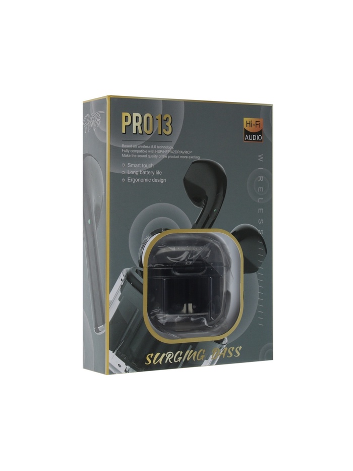 Наушники беспроводные Pro13, TWS, вкладыши, BT 5.0, 30/180 мАч, прозрачные, чёрные - фото 51735149 Наушники беспроводные Pro13, TWS, вкладыши, BT 5.0, 30/180 мАч, прозрачные, чёрные - фото 51735149