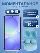 Наушники беспроводные Y6, TWS, вакуумные, Bluetooth 5.3, 30/200 мАч, шумоподавление, разъём Type-C, с подвесом, голубые - Фото 2