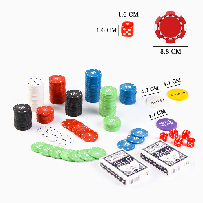 Покер "Время игры", набор для игры (200 фишек, 2 колоды карт, 5 кубиков) - Фото 1