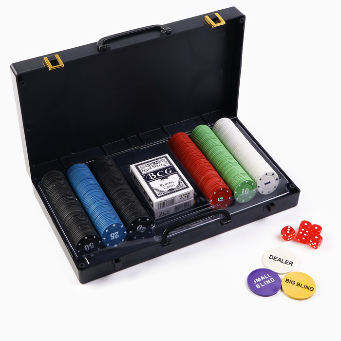 Покер "Время игры", набор для игры (300 фишек, 2 колоды карт, 5 кубиков)