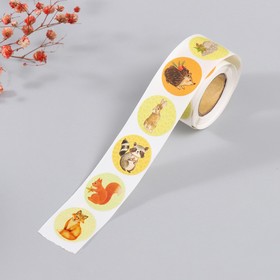 Наклейка бумага «Лесные зверята», d=2.5 см, 252 шт. в рулоне (комплект 2 шт)