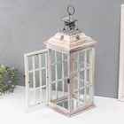 Подсвечник дерево "Фонарь-витраж" беж набор 2 шт 32х14х14, 54,5х20,5х20,5 см - фото 24720457