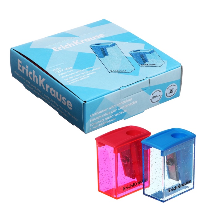 

Точилка 1 отверстие ErichKrause "City Mini" Bubble Gum, с контейнером, пластиковая, МИКС