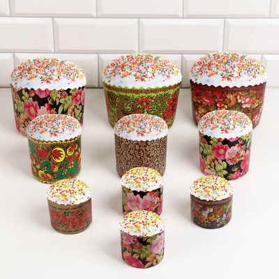 Набор бумажных форм для кулича Деко-про «Узоры». 9 видов по 1 штуке, одноразовый, разноцветный