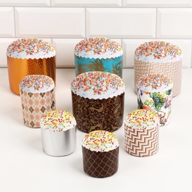 Набор бумажных форм для кулича Деко-про «Геометрия». 9 видов по 1 штуке, одноразовый, разноцветный