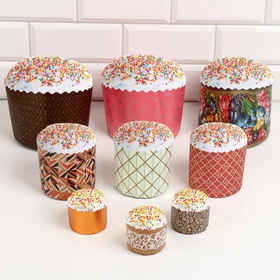 Набор форм для кулича бумажных Деко-про «Универсальный - 2», 9 видов по 1 штуке, одноразовый, разноцветный