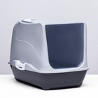 Туалет-домик для кошек закрытый с дверцей 43×32×33 см, серый - Фото 2