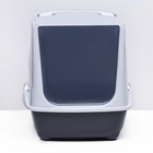 Туалет-домик для кошек закрытый с дверцей 43×32×33 см, серый - Фото 3