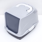 Туалет-домик для кошек закрытый с дверцей 43×32×33 см, серый - Фото 5