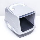 Туалет-домик для кошек закрытый с дверцей 43×32×33 см, серый - Фото 6