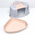 Туалет-домик угловой для кошек закрытый с дверцей 57×46×37 см, бежево-серый - Фото 14