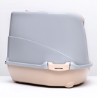 Туалет-домик угловой для кошек закрытый с дверцей 57×46×37 см, бежево-серый - Фото 5