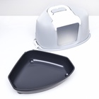 Туалет-домик для кошек закрытый с верхним входом 57*46*37 см, тёмно-серый - фото 34313223