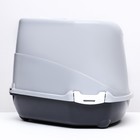 Туалет-домик для кошек закрытый с верхним входом 57*46*37 см, тёмно-серый - фото 23776692