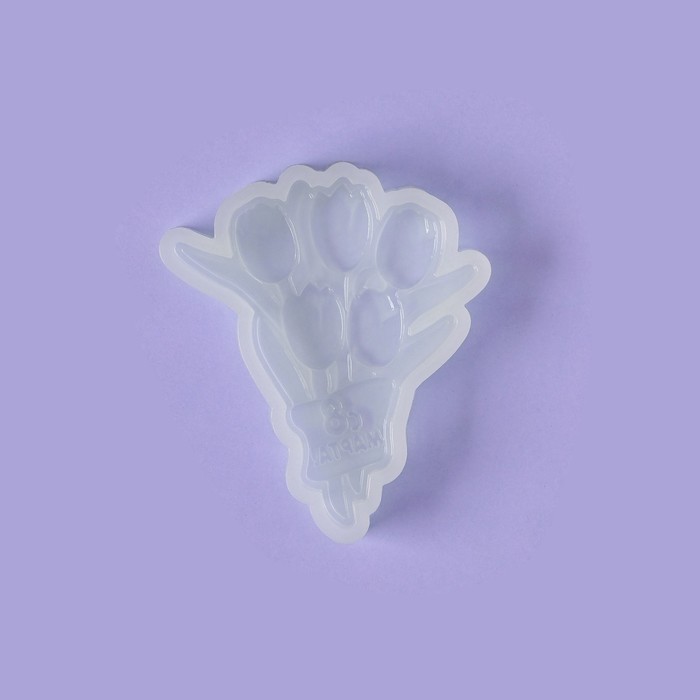 Силиконовый молд для леденцов и шоколада «Букет тюльпанов с 8 марта», 11,5×9,5 см, цвет прозрачный