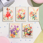 Набор мини-открыток "Цветы - 3" бежевый фон, 27 штук, 7,5х10 см - фото 321162357