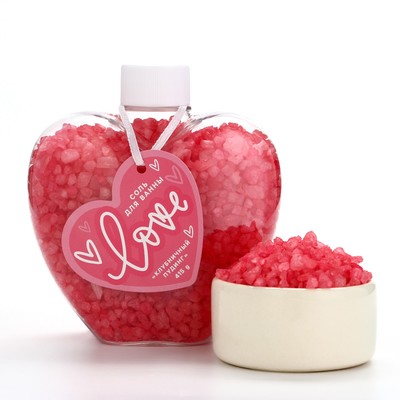 Соль для ванны «Love», 415 г, аромат клубничный пудинг, ЧИСТОЕ СЧАСТЬЕ