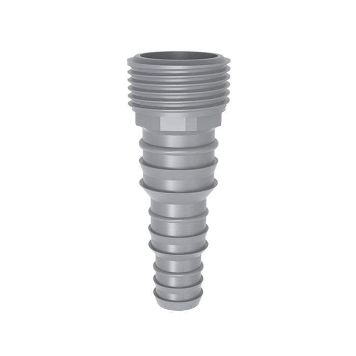 

Штуцер, наружная резьба 3/4", для шланга 1/2" (12 мм) - 5/8" (16 мм) - 3/4" (19 мм), пластик