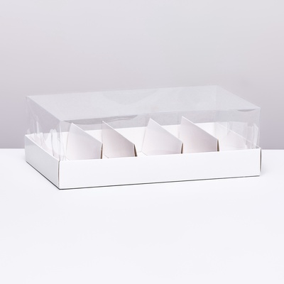 Кондитерская коробка складная под 5 эклеров, белая, 22×13.5×7 см