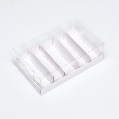 Кондитерская коробка складная под 5 эклеров, белая, 22×13.5×7 см