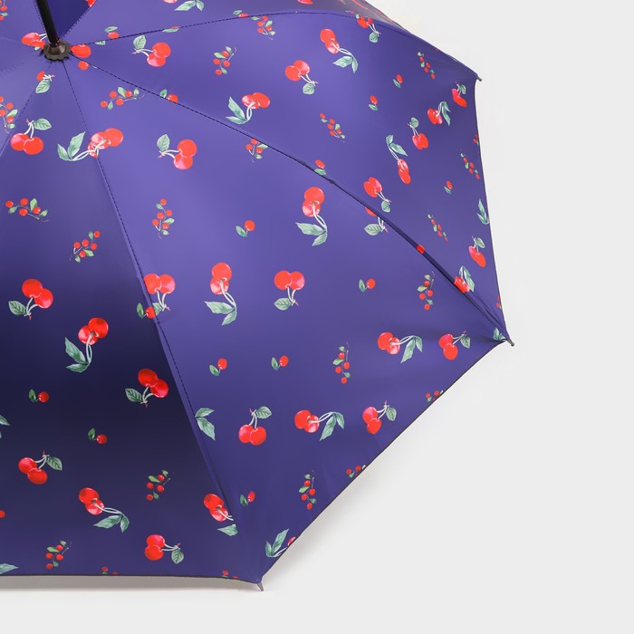 Зонт - трость полуавтоматический «Вишня», эпонж, 8 спиц, R = 51 см, цвет МИКС - фото 1908068950