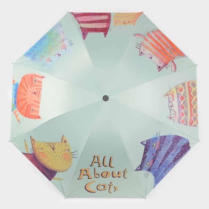 Зонт механический «Коты», эпонж, 4 сложения, 8 спиц, R = 49 см, цвет МИКС - фото 1906625204