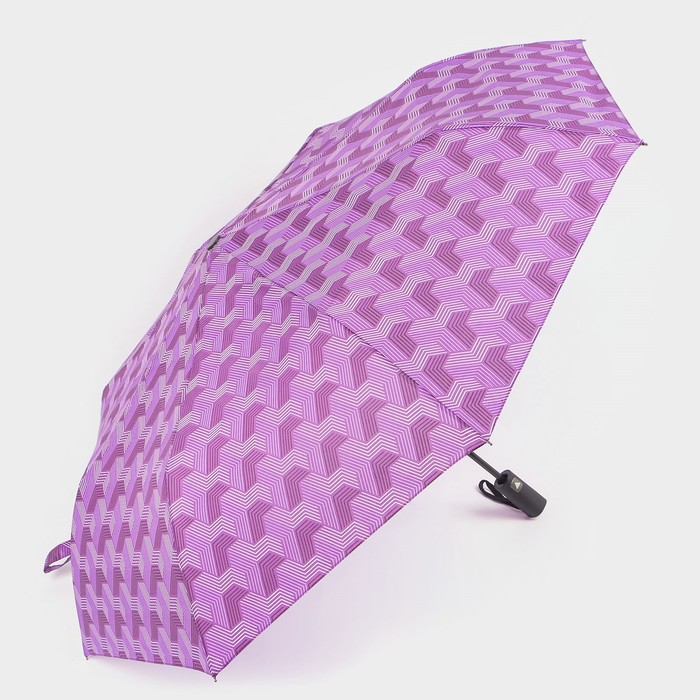 Зонт полуавтоматический «Геометрия», эпонж, 3 сложения, 8 спиц, R = 48 см, прорезиненная ручка, цвет МИКС