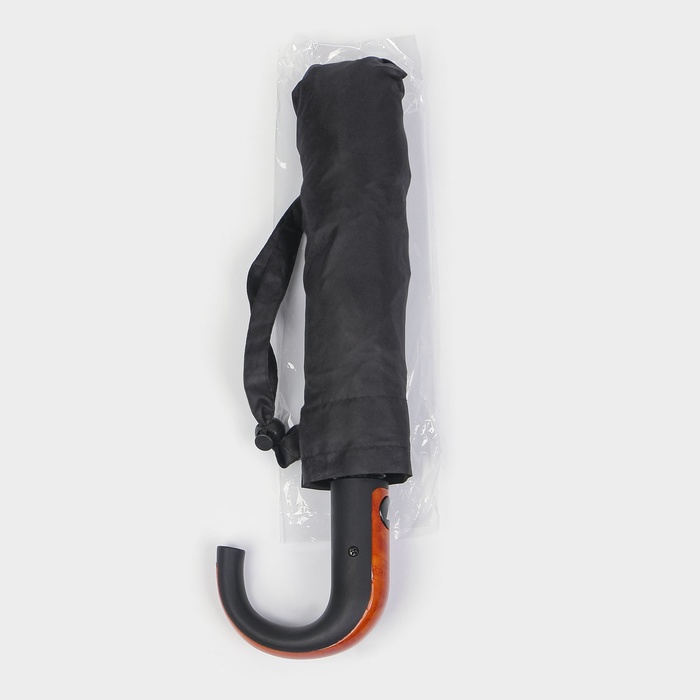 Зонт полуавтоматический «Гром», эпонж, 3 сложения, 8 спиц, R = 48 см, цвет чёрный - фото 1883059971