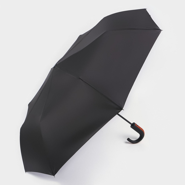 Зонт полуавтоматический «Гром», эпонж, 3 сложения, 8 спиц, R = 48 см, цвет чёрный - фото 1883059964