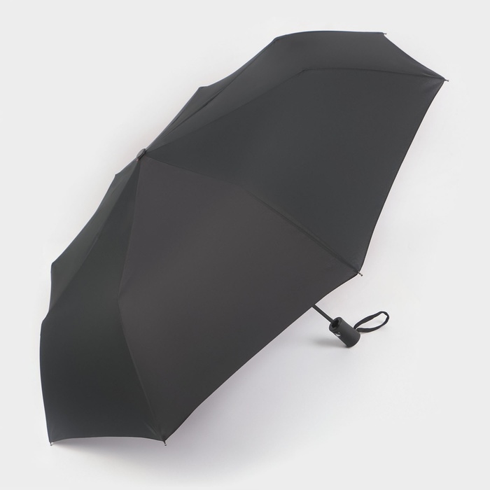 Зонт полуавтоматический «Тучи», эпонж, 3 сложения, 8 спиц, R = 50 см, цвет чёрный - фото 1883059975