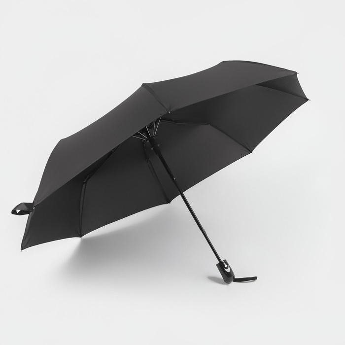 Зонт полуавтоматический «Гроза», эпонж, 3 сложения, 8 спиц, R = 47 см, цвет чёрный - фото 1883059998